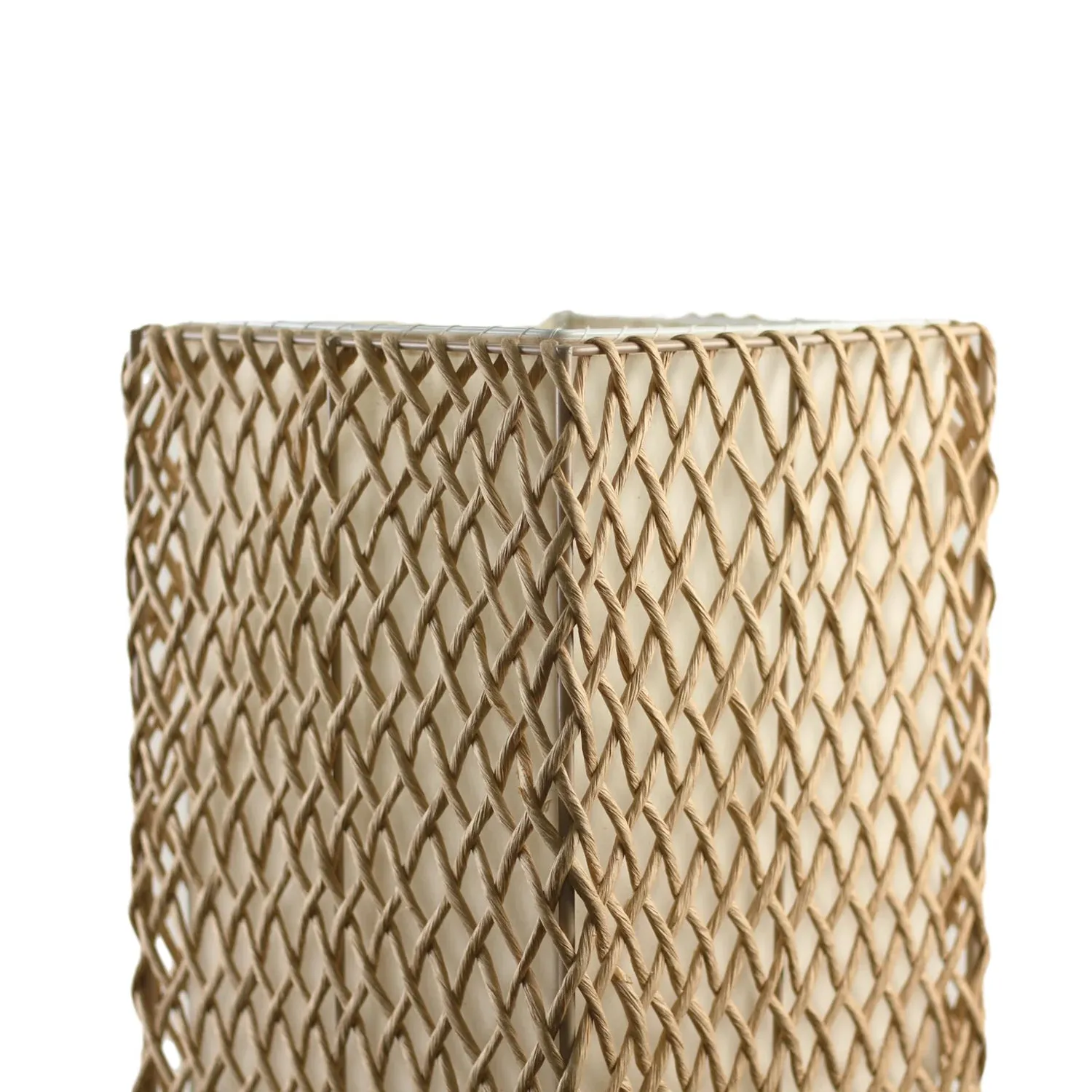Anna Lattice Floor Lamp - Black or Khaki Paper Rope and Linen Shade, 1505mm High, PL0297