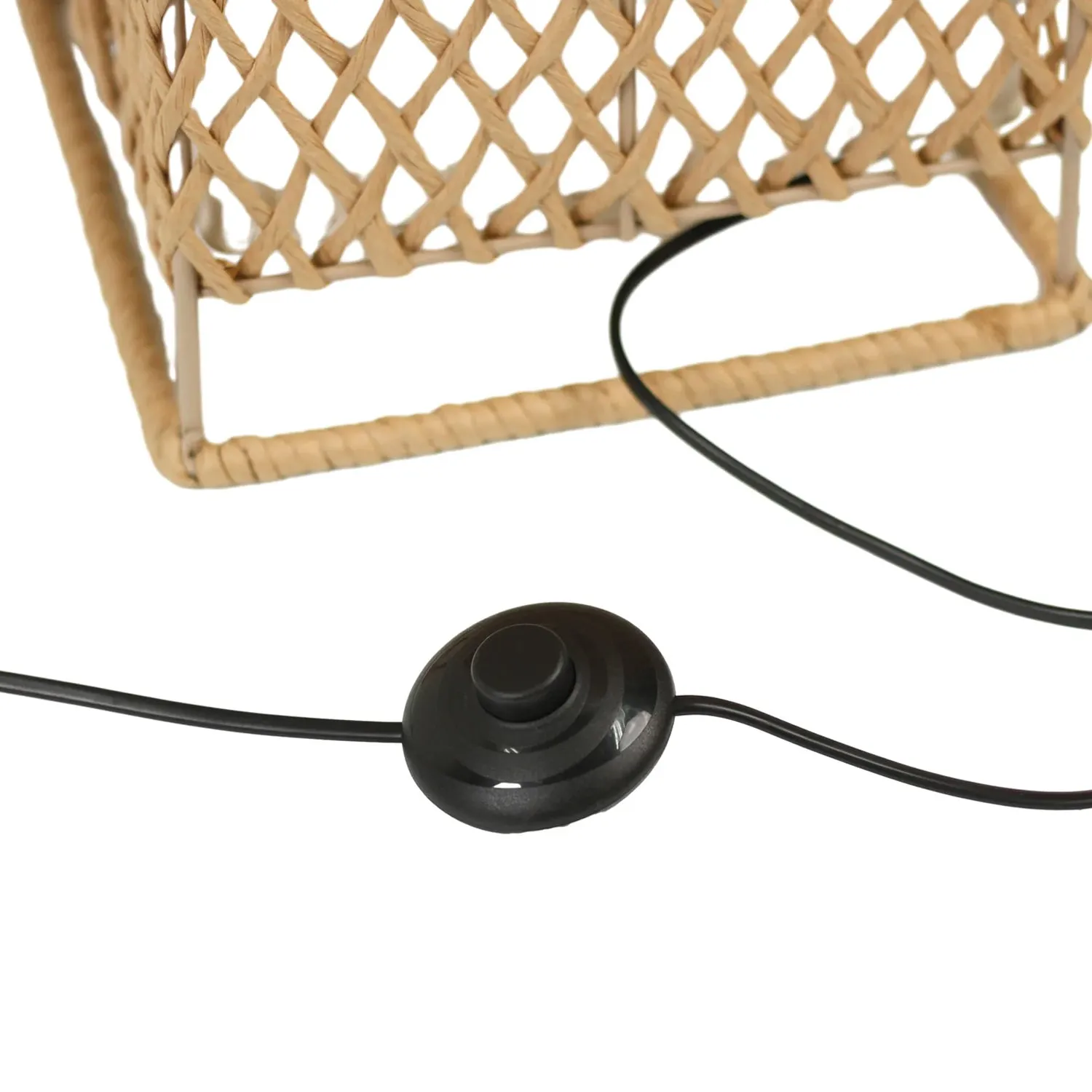 Anna Lattice Floor Lamp - Black or Khaki Paper Rope and Linen Shade, 1505mm High, PL0297