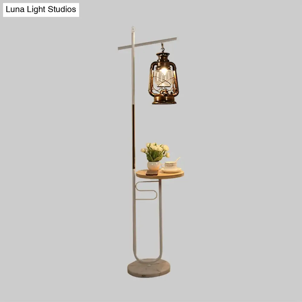 Antiqued Clear Glass Kerosene Lamp: Stylish LED Living Room Floor Light in Black/White