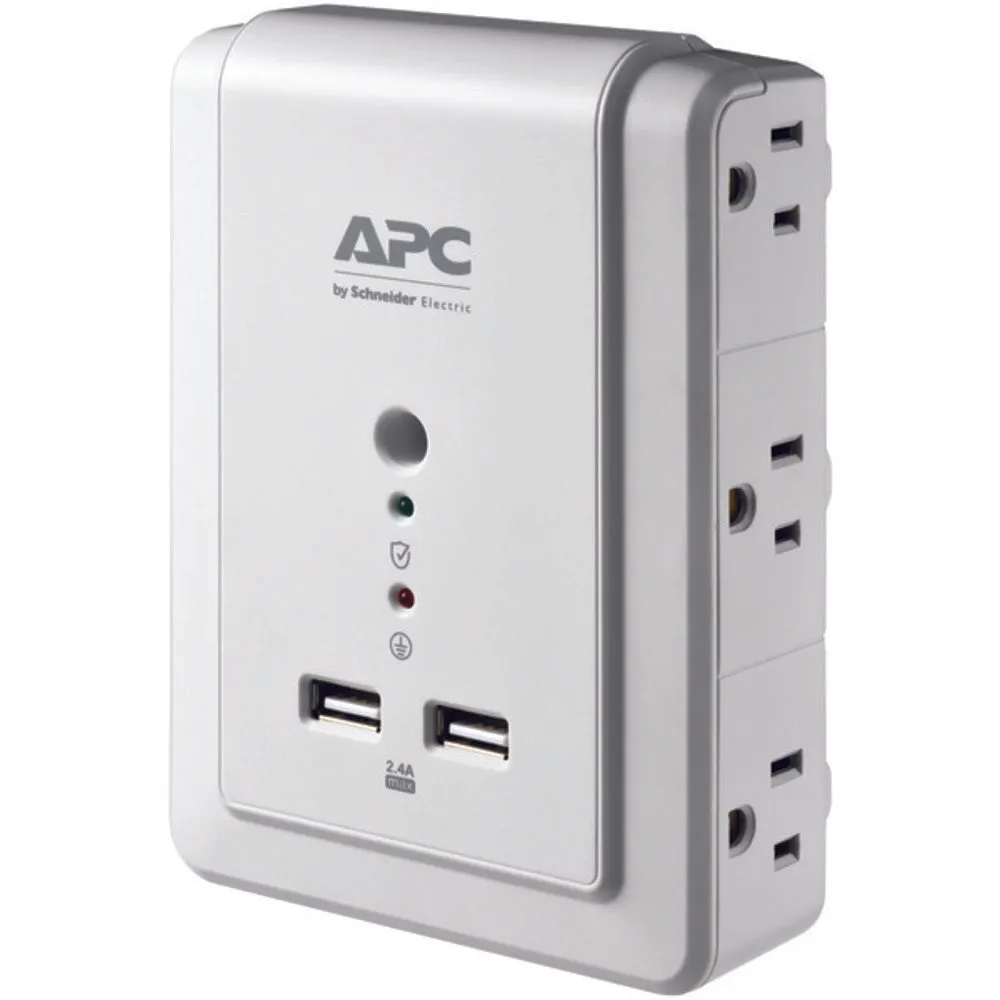 APC P6WU2 6-Outlet SurgeArrest Surge Protector Wall Tap with 2 USB Ports