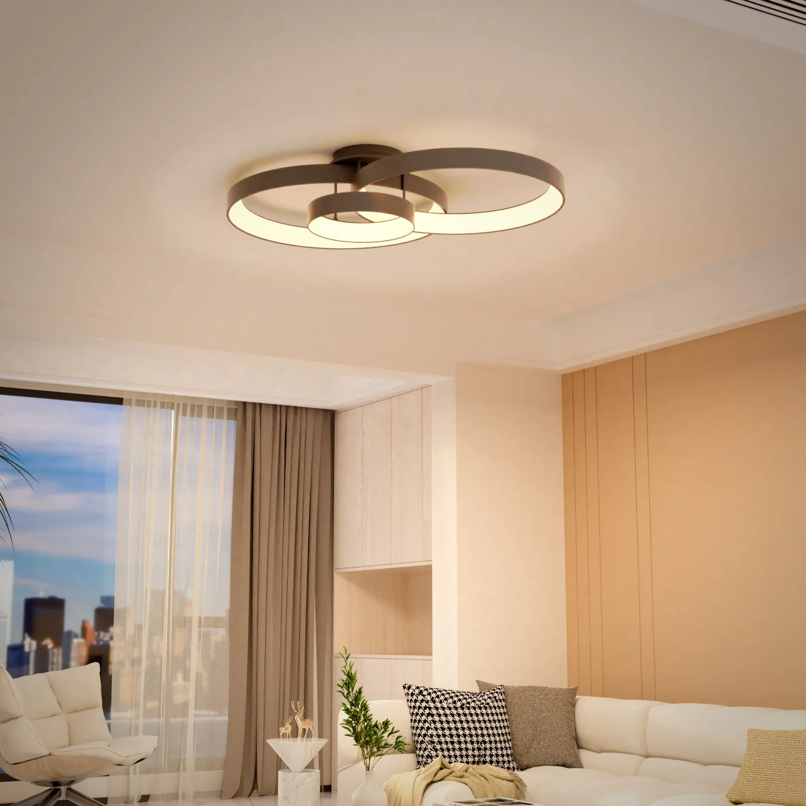 AVLON LED 3-RING Ceiling Type Light Fixture 88W 2CCT 5000lm Dimmable