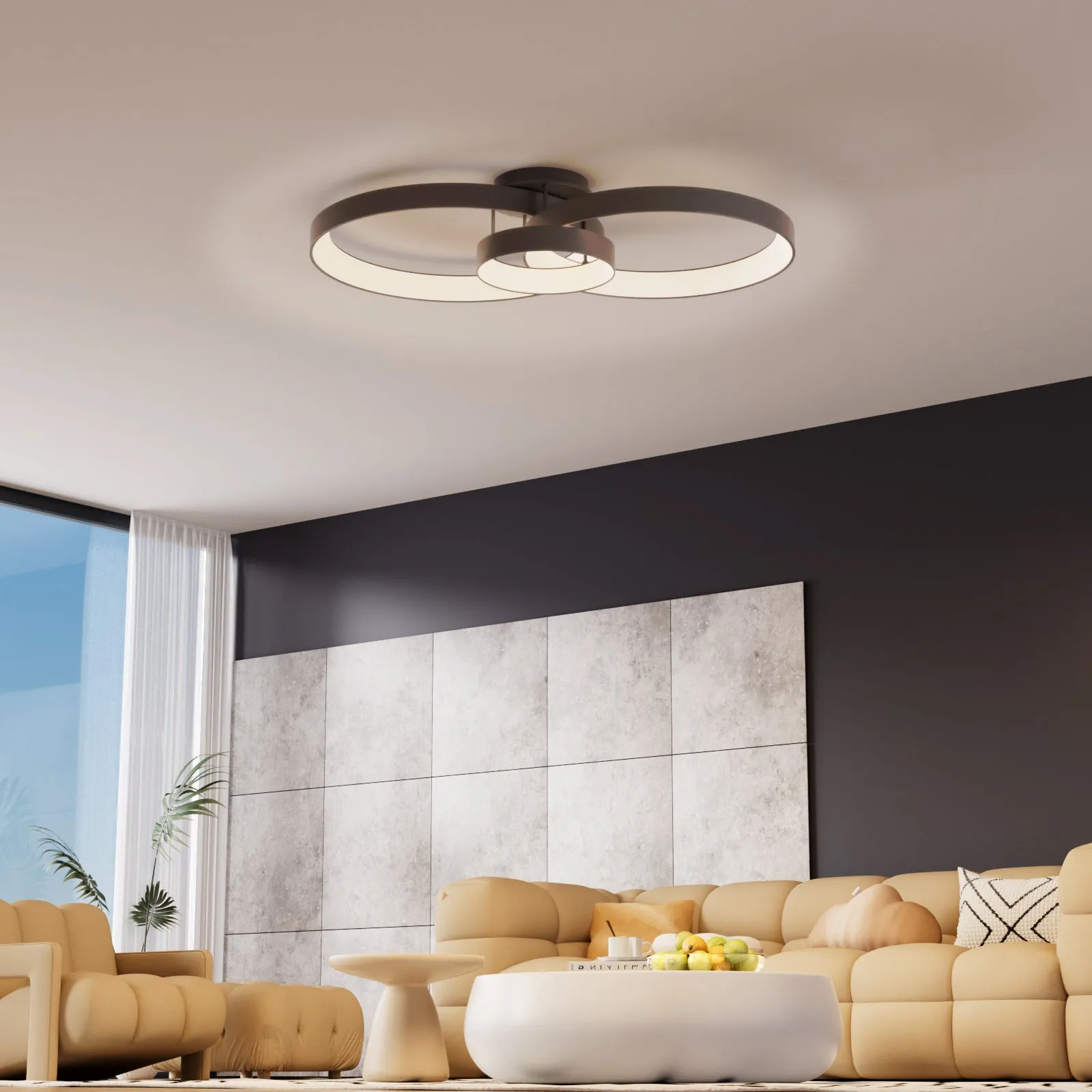 AVLON LED 3-RING Ceiling Type Light Fixture 88W 2CCT 5000lm Dimmable