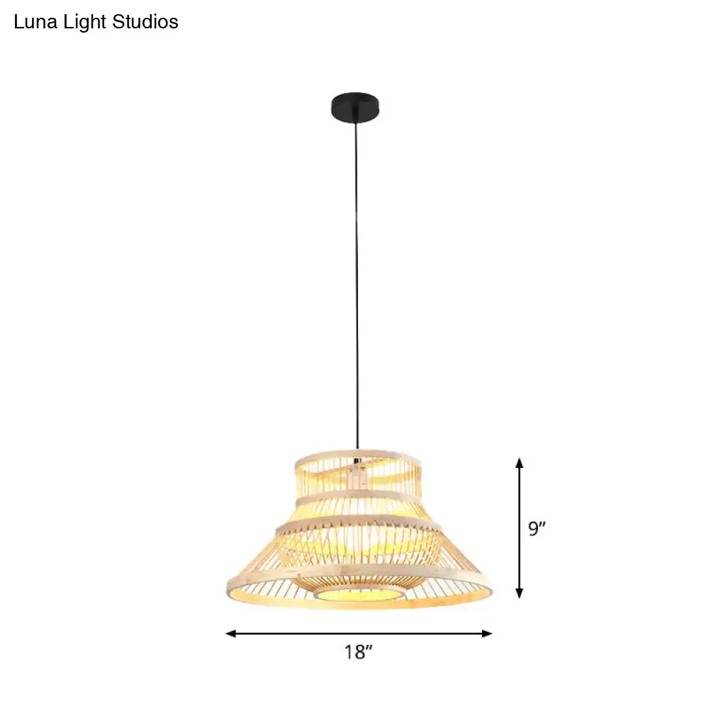 Bamboo Cylinder Pendant Light - Japanese Style Ceiling Lamp for Restaurants - Beige