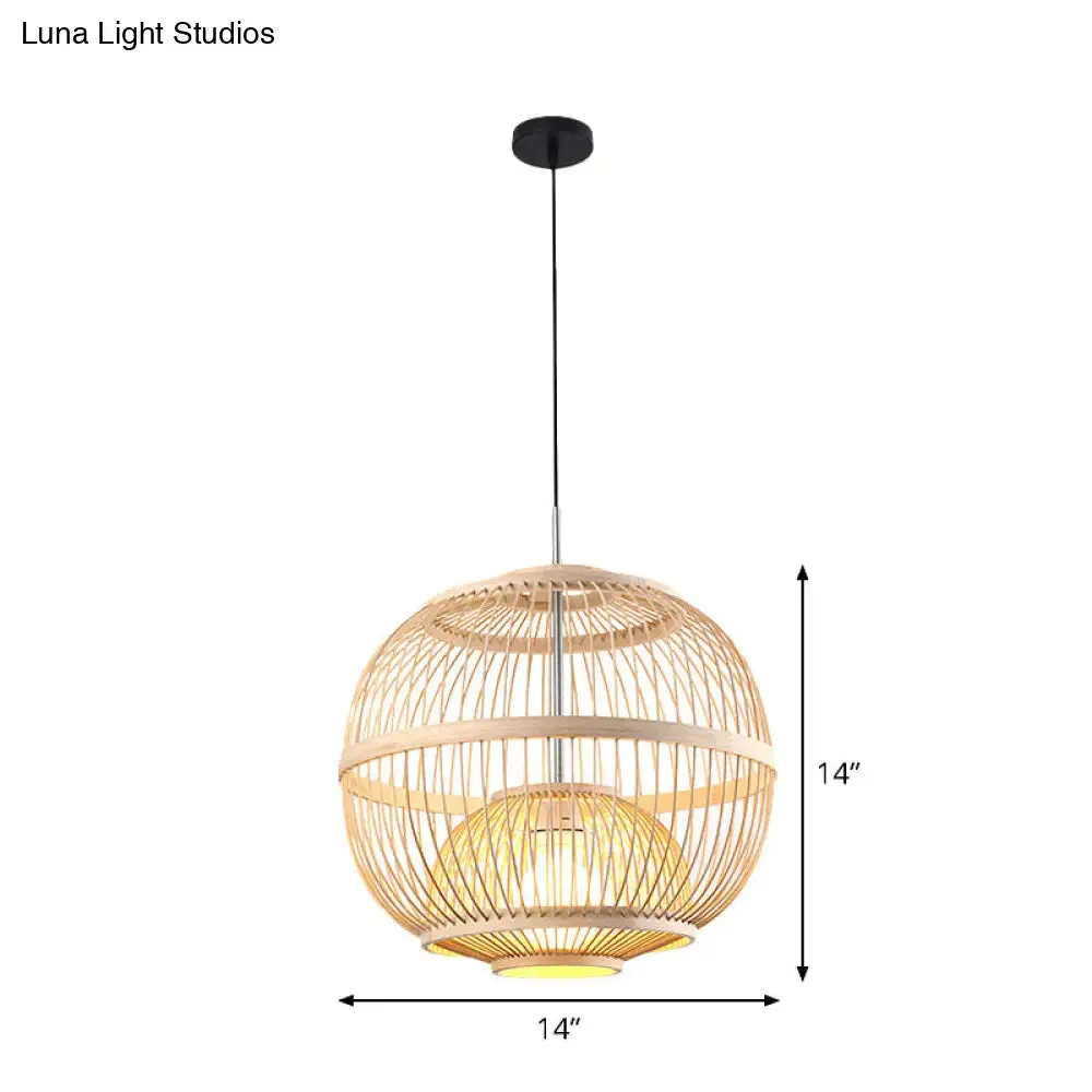 Bamboo Cylinder Pendant Light - Japanese Style Ceiling Lamp for Restaurants - Beige