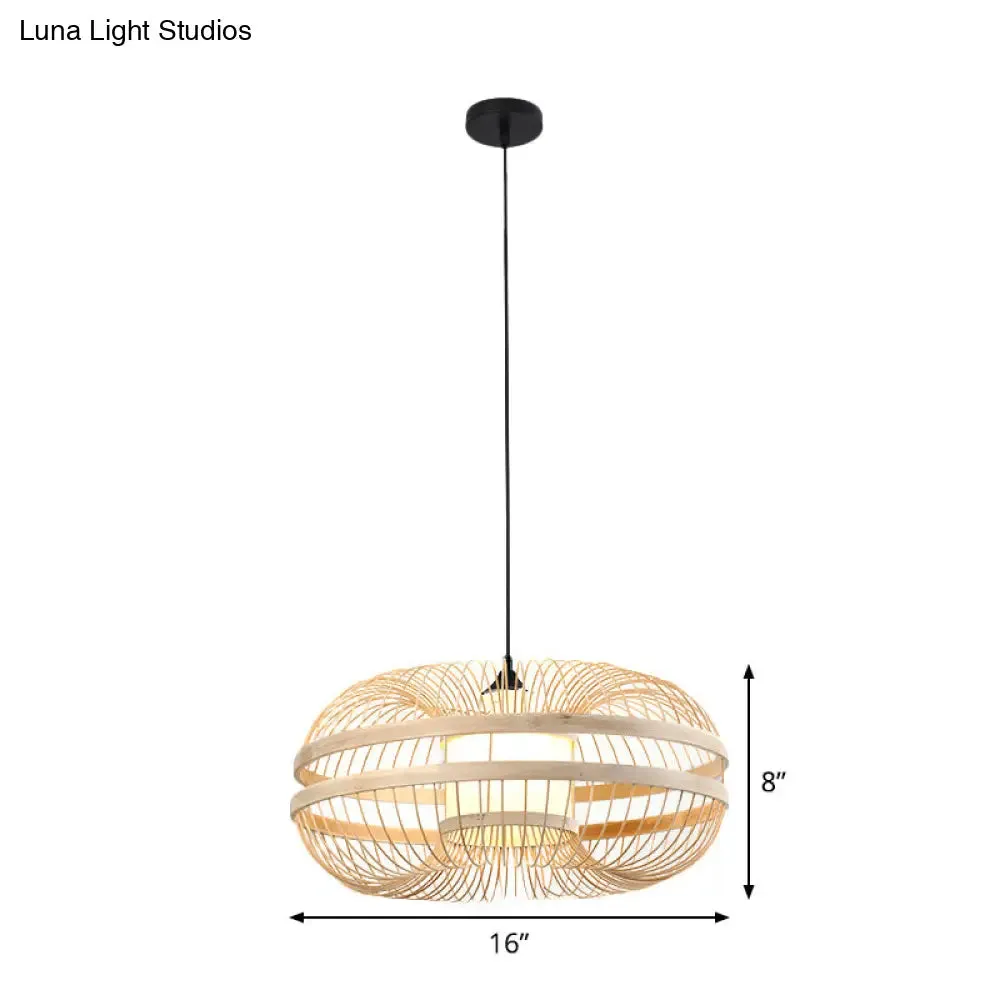 Bamboo Cylinder Pendant Light - Japanese Style Ceiling Lamp for Restaurants - Beige