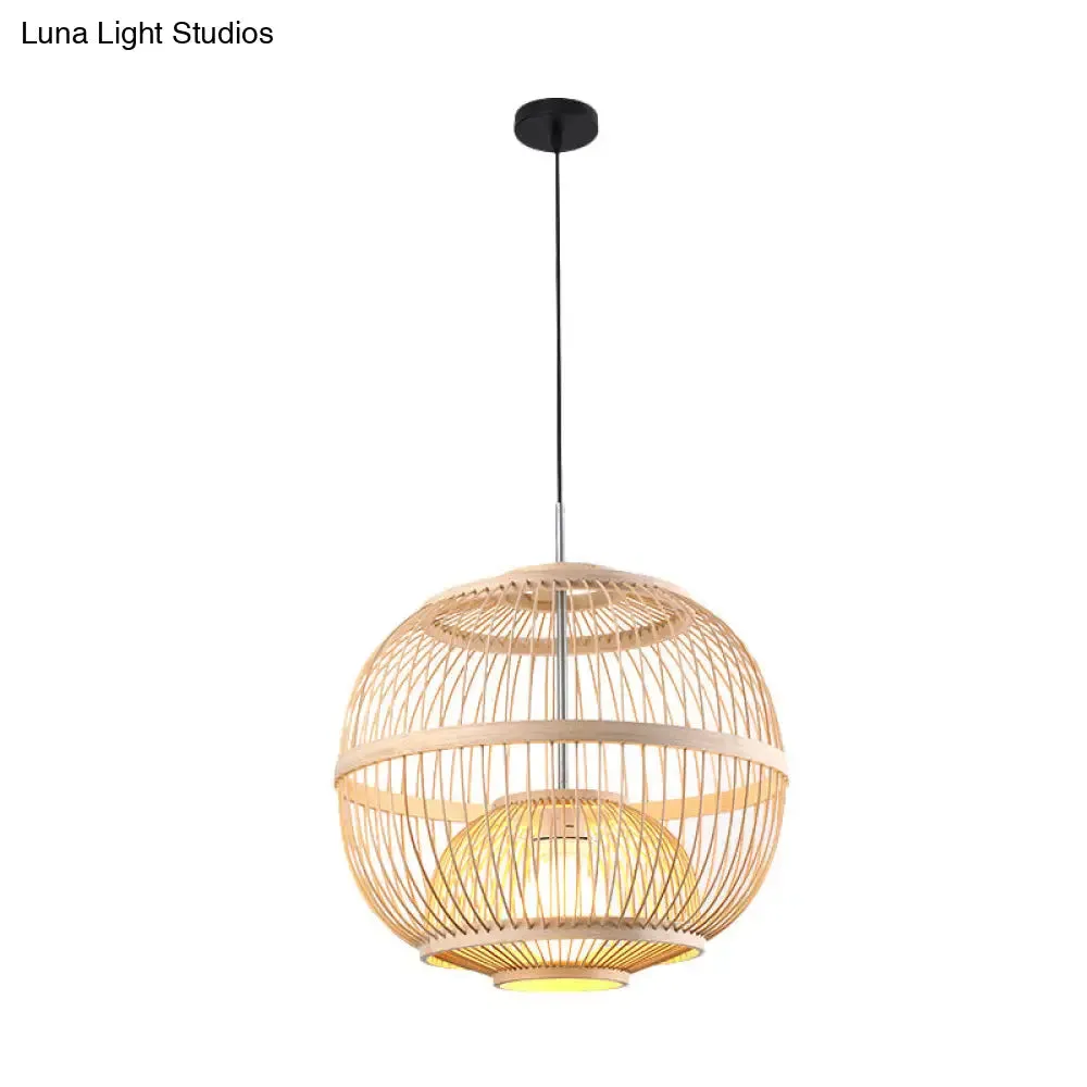 Bamboo Cylinder Pendant Light - Japanese Style Ceiling Lamp for Restaurants - Beige