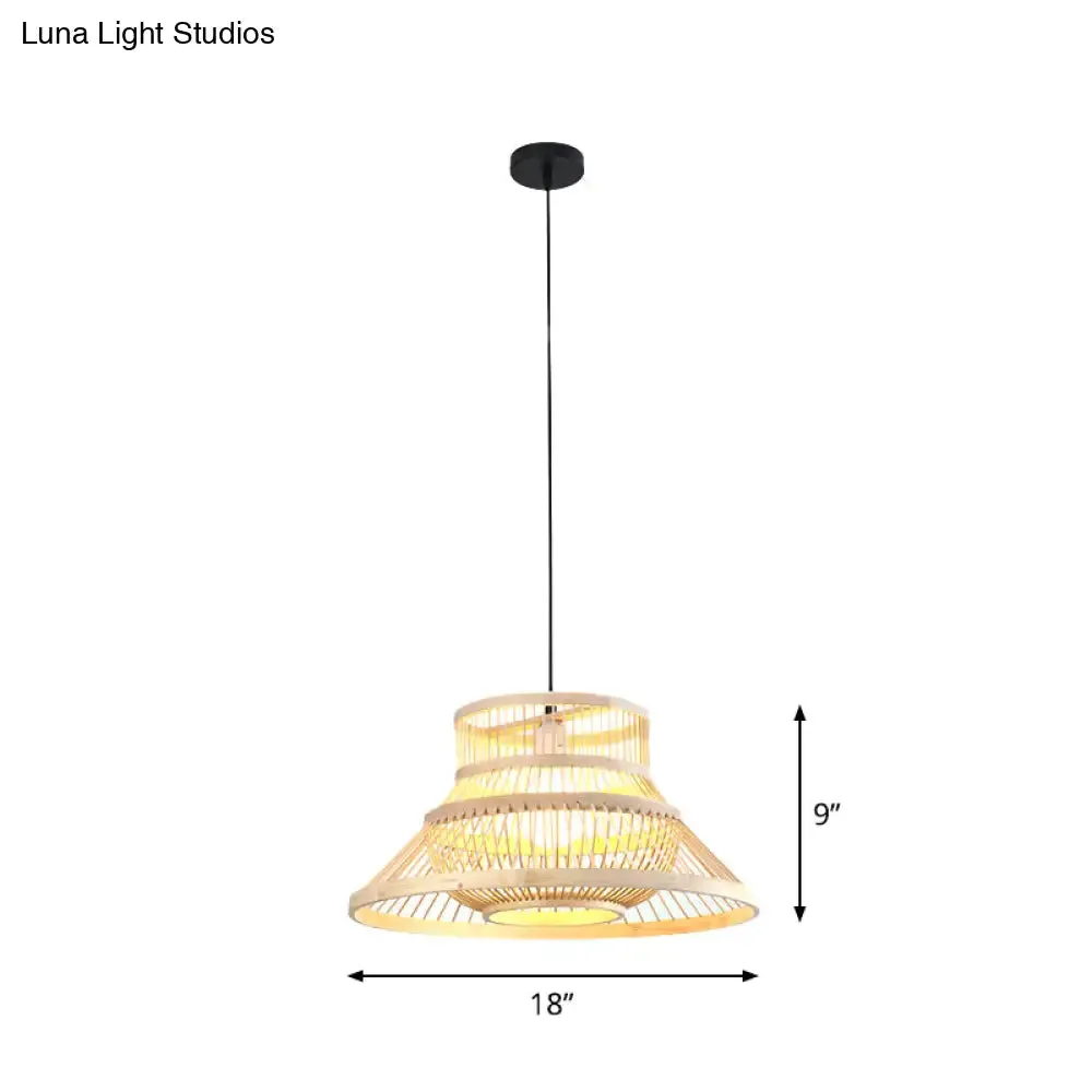 Bamboo Cylinder Pendant Light - Japanese Style Ceiling Lamp for Restaurants - Beige