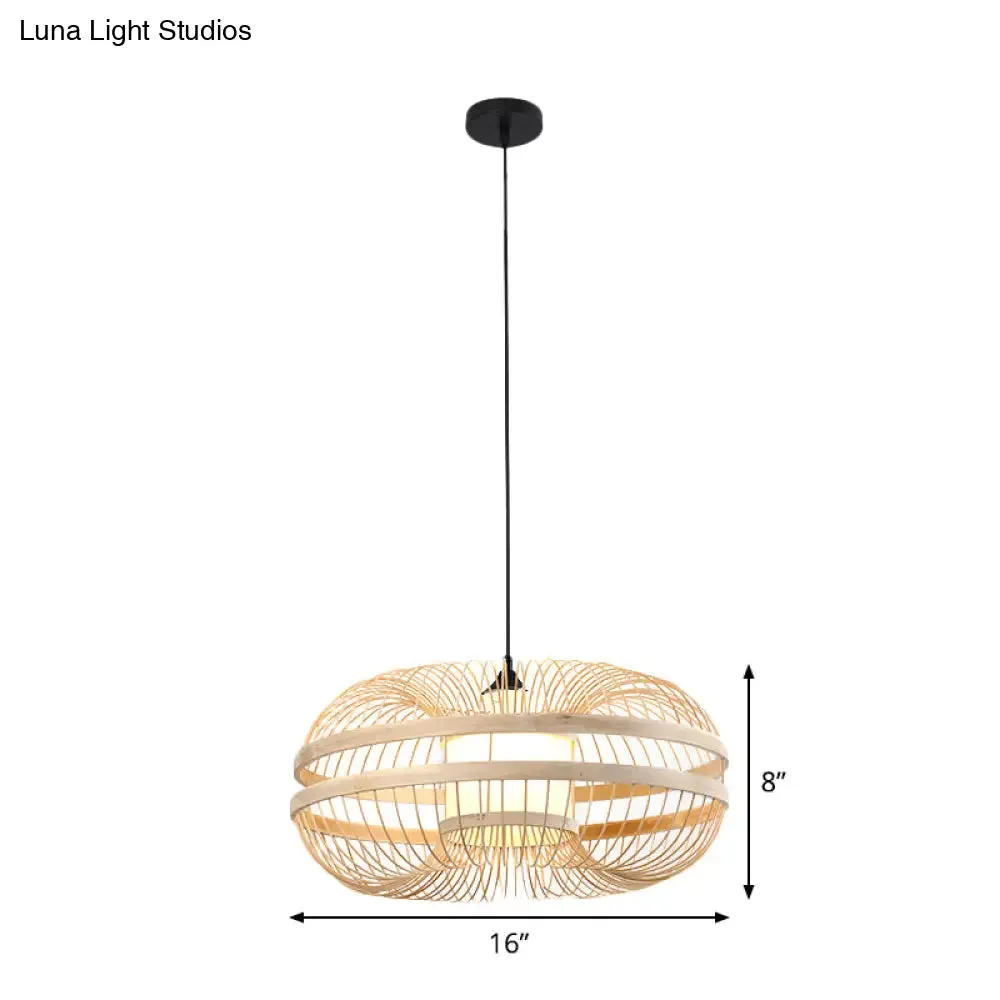 Bamboo Cylinder Pendant Light - Japanese Style Ceiling Lamp for Restaurants - Beige