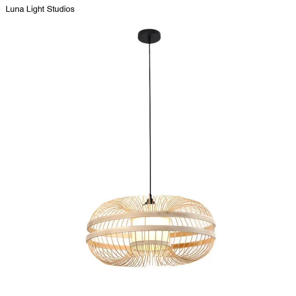Bamboo Cylinder Pendant Light - Japanese Style Ceiling Lamp for Restaurants - Beige