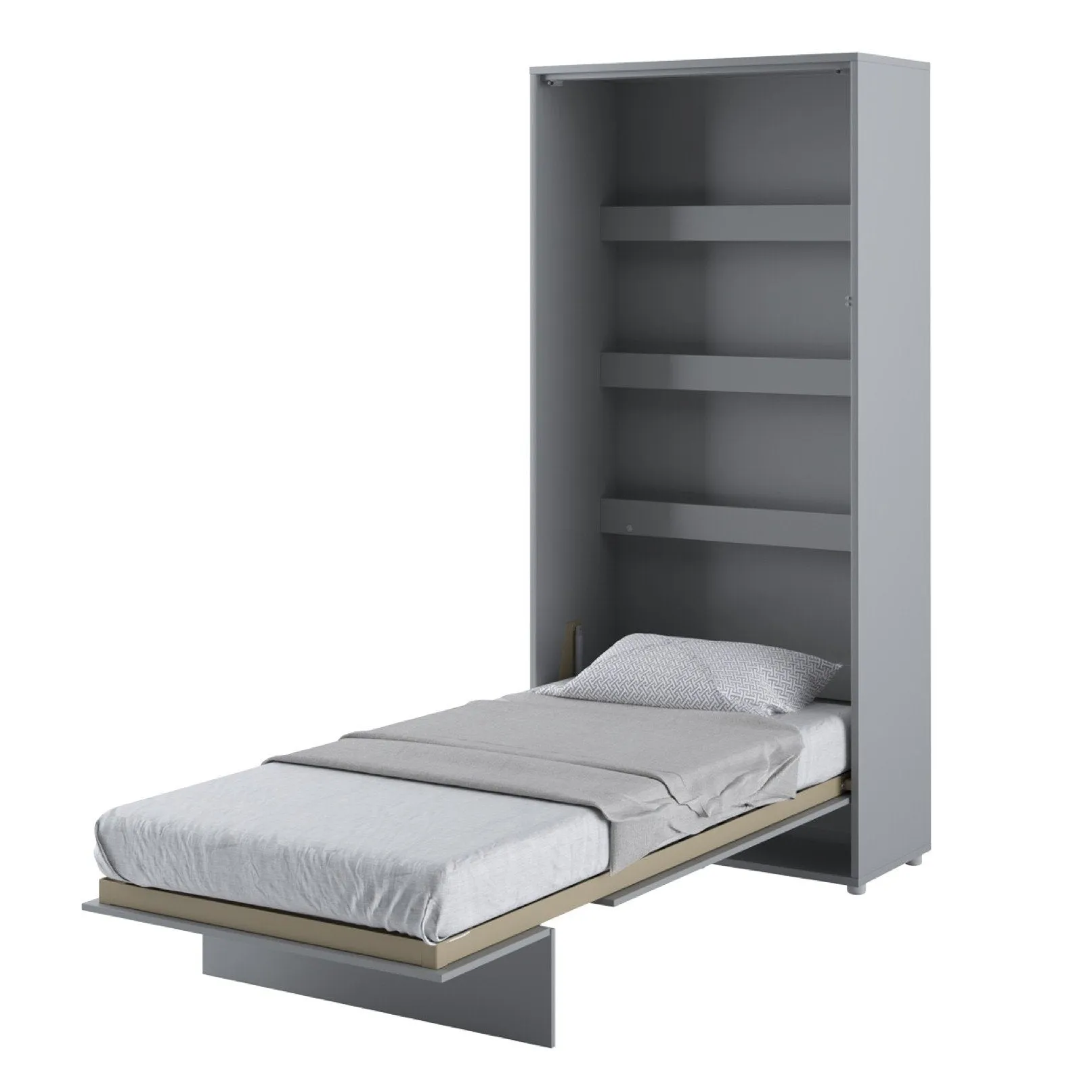 BC-03 Vertical Wall Bed Concept 90cm With Storage Cabinets and LED