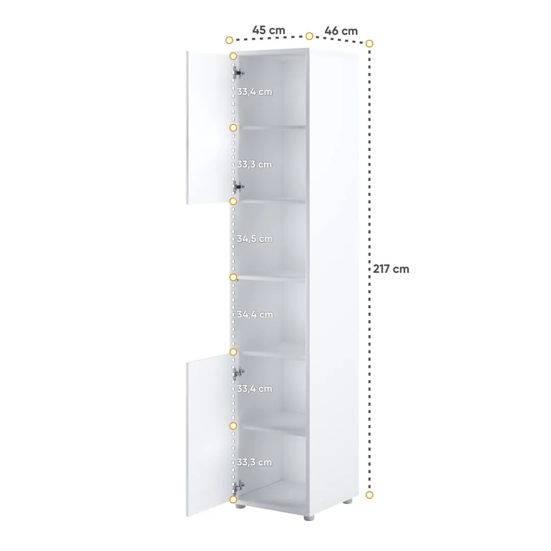 BC-03 Vertical Wall Bed Concept 90cm With Storage Cabinets and LED