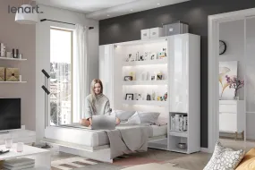 BC-03 Vertical Wall Bed Concept 90cm With Storage Cabinets and LED