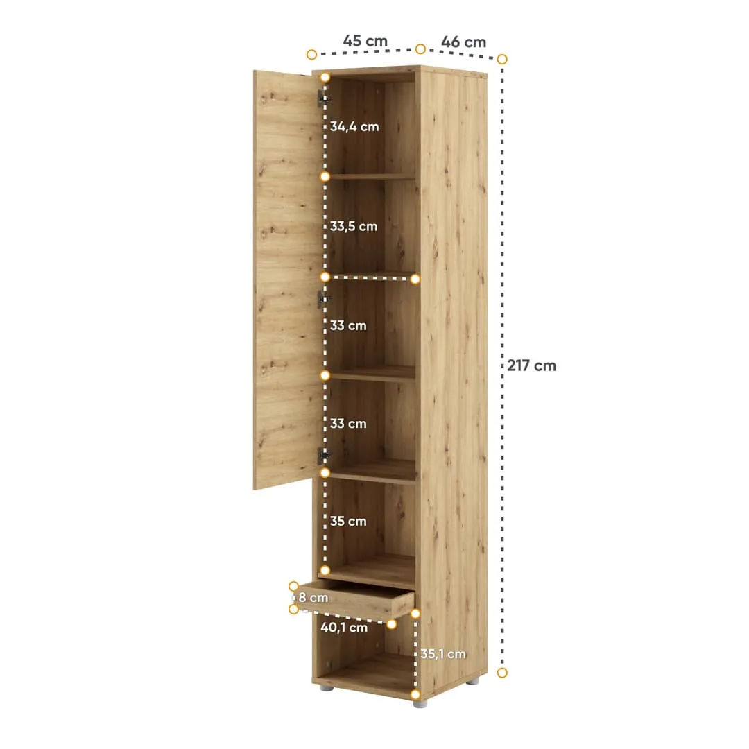BC-03 Vertical Wall Bed Concept 90cm With Storage Cabinets and LED