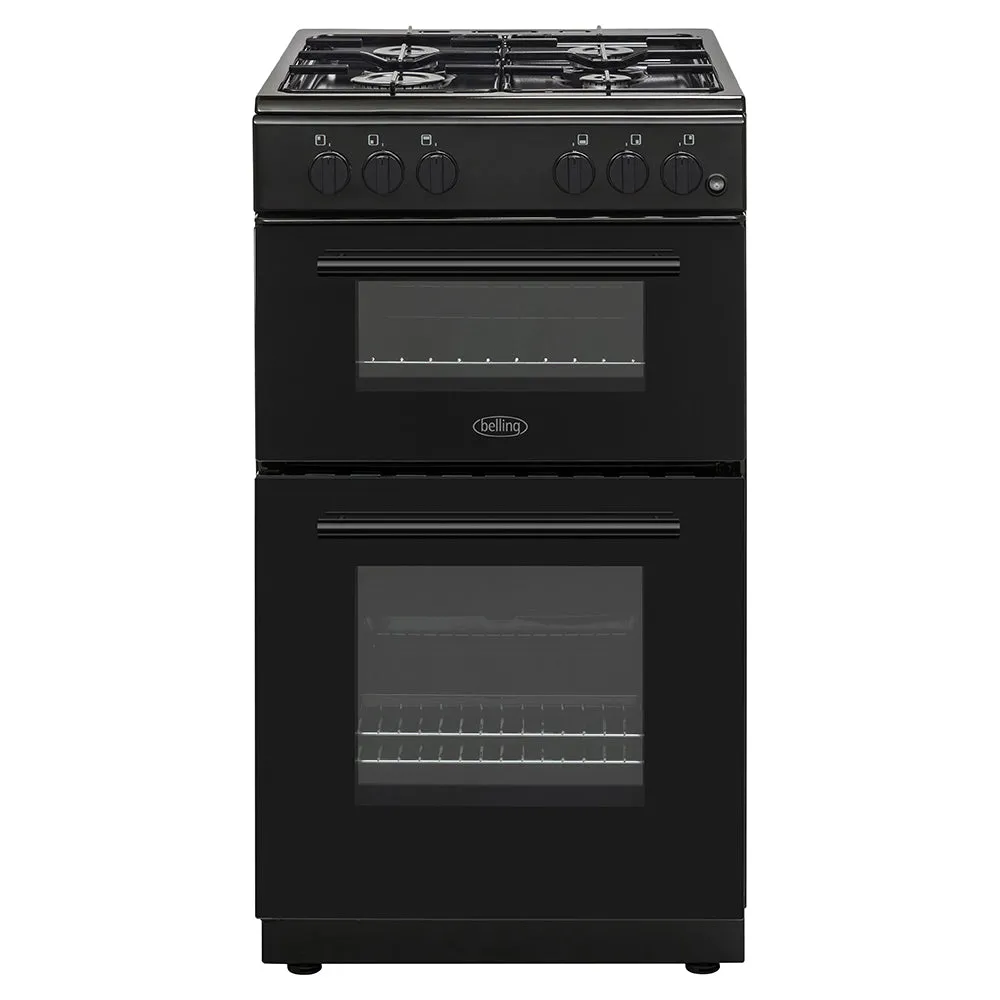 Belling 50CM Freestanding Double Oven Gas Cooker - Black | BFSG51TCBKNG