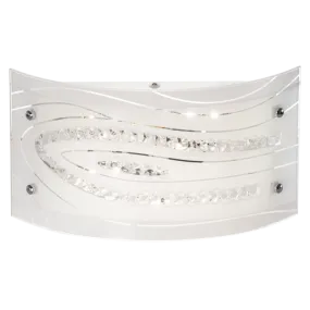 Bright Star Lighting WB334 LED White Patterned Glass with Crystals and Polished Chrome Clips