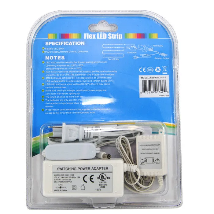 BulbAmerica 16.4 ft. 480 LED Warm White - Cool White Waterproof LED Strip Kit