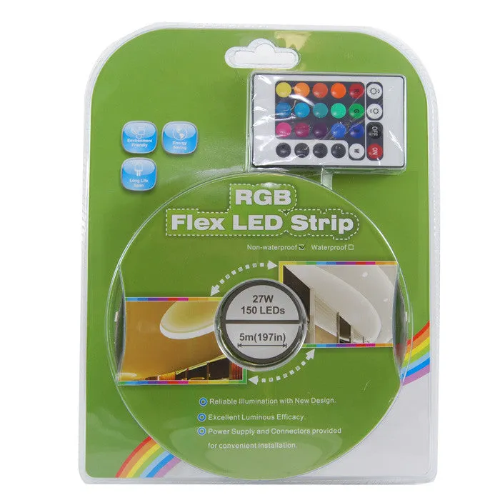 BulbAmerica 5 Meter RGB 150 LED 5050SMD Flex Premium LED Strip Kit