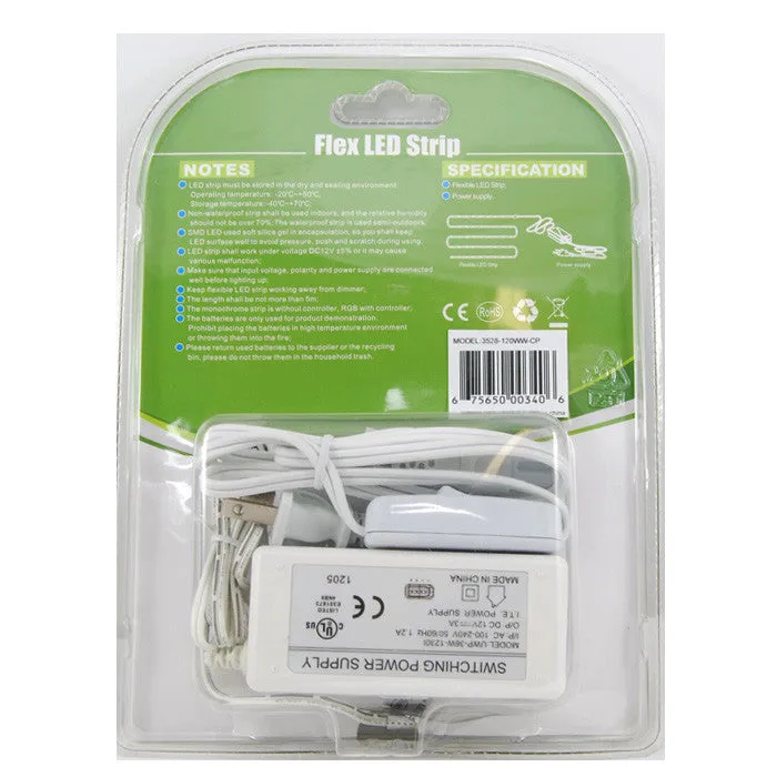 BulbAmerica 5 Meter Warm White 600 LED 3528SMD LED Strip Plug & Play KIT