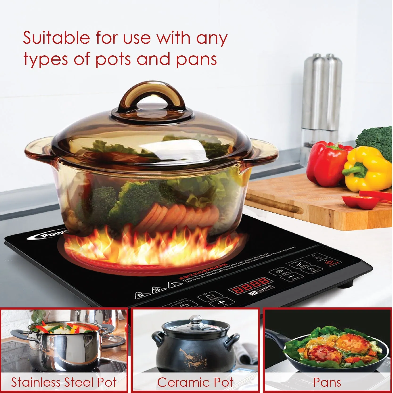 Ceramic Cooker Steamboat (Any Pot), BBQ Grill 2000 Watts (PPIC832 BBQ Plate)