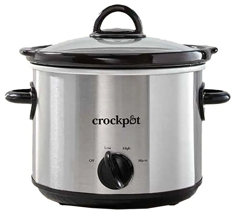 Crock-Pot 2135591 Slow Cooker, 3 qt Capacity, 110 VAC, 3200 W, Manual, Stainless Steel/Stoneware, Silver :EA: QUANTITY: 1