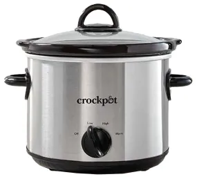 Crock-Pot 2135591 Slow Cooker, 3 qt Capacity, 110 VAC, 3200 W, Manual, Stainless Steel/Stoneware, Silver :EA: QUANTITY: 1