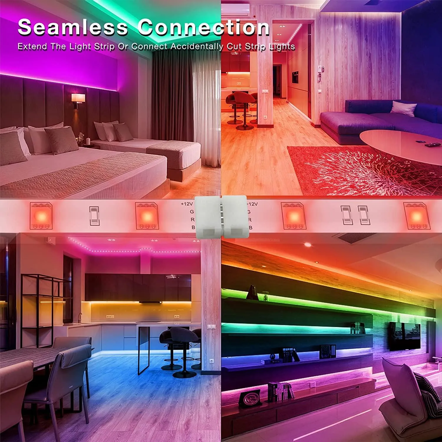 Daybetter 4 Pin 10mm Wide LED Light Connectors 20Pcs