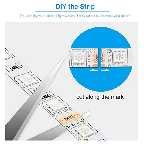 DAYBETTER 5050 RGB Infrared Remote Control Color Changing 24.6ft Led Strip Lights