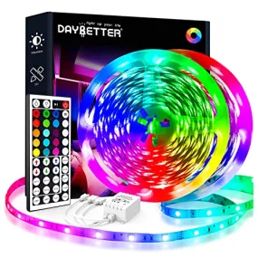 DAYBETTER Led Strip Lights 130ft (2 Rolls of 65ft), 5050 RGB Color Changing Led Strips with 44 Keys Remote Control, led Light for Room Kitchen Decoration, Bedroom
