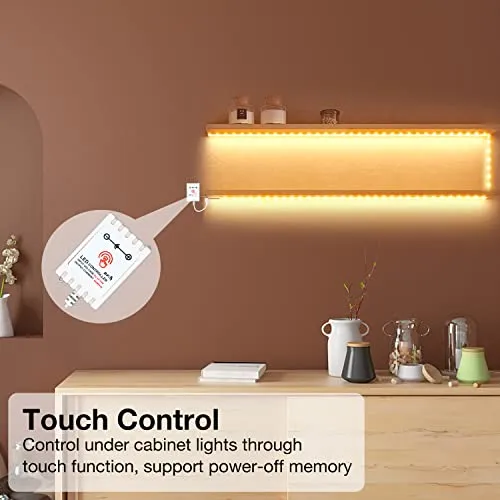 DAYBETTER Under Cabinet Lighting kit, 10 PCS LED Strip Lights with Remote, Dimmable Under Cabinet Lights for Kitchen Cabinet, Counter, Shelf, TV Back,Showcase 2700K-6500K Warm to Daylight White,Timing