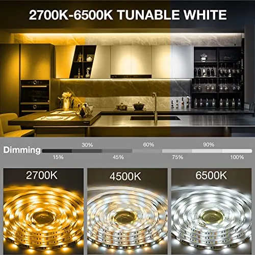 DAYBETTER Under Cabinet Lighting kit, 10 PCS LED Strip Lights with Remote, Dimmable Under Cabinet Lights for Kitchen Cabinet, Counter, Shelf, TV Back,Showcase 2700K-6500K Warm to Daylight White,Timing