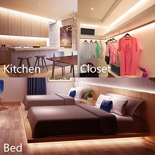 DAYBETTER Under Cabinet Lighting kit, 10 PCS LED Strip Lights with Remote, Dimmable Under Cabinet Lights for Kitchen Cabinet, Counter, Shelf, TV Back,Showcase 2700K-6500K Warm to Daylight White,Timing