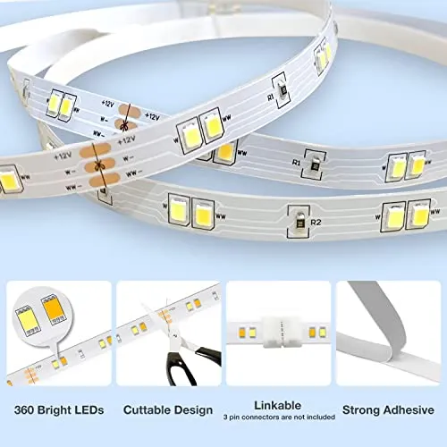 DAYBETTER Under Cabinet Lights, 6 PCS Under Cabinet Lighting with Remote, Dimmable LED Strip Lights for Bedroom, LED Lights for Kitchen Cabinet, Counter Shelf 2700K-6500K Warm to Daylight White, 9.8ft