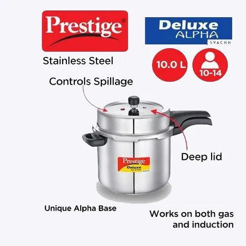 Deluxe Alpha Svachh SS Pressure Cooker (3L, 5.5L, 6.5L, 10L)