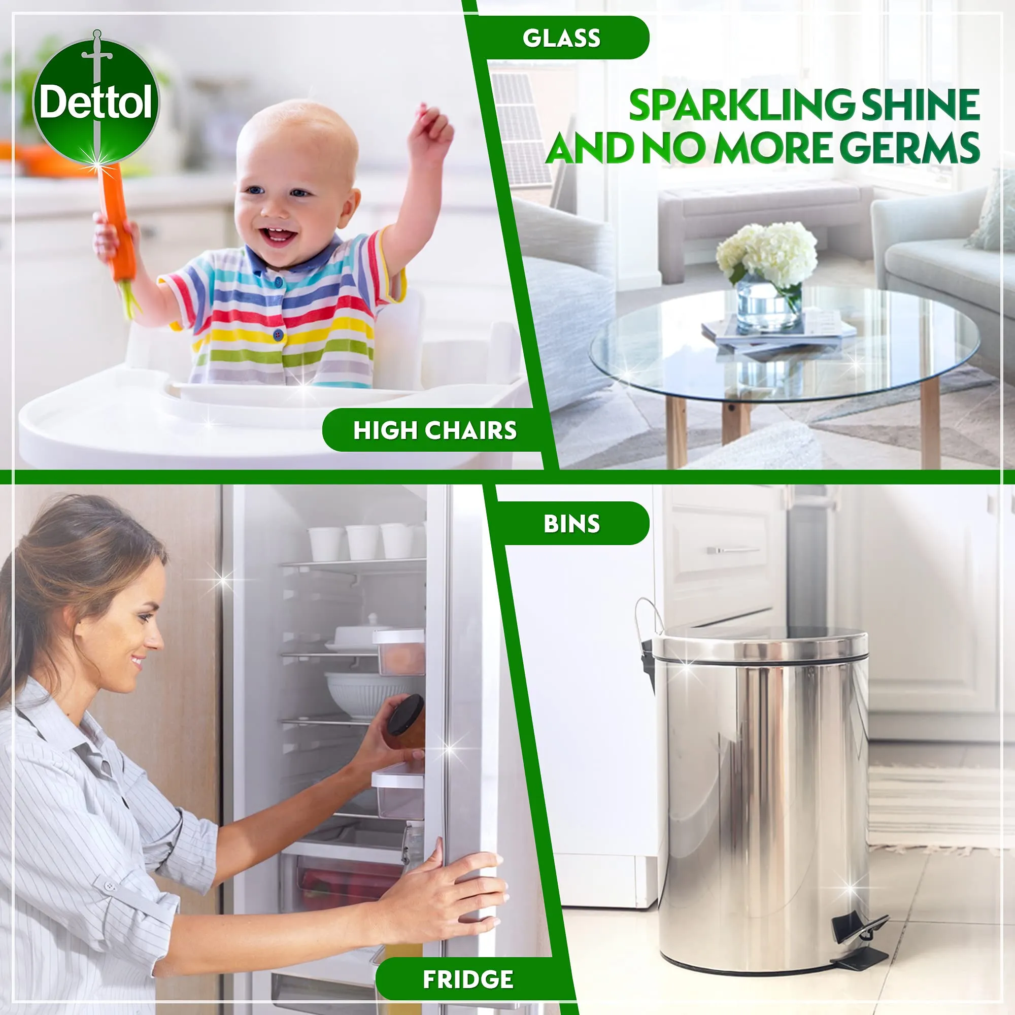 Dettol All Purpose Cleaner (Lemon) with Kitchen Cleaner (Orange Burst) Trigger Spray, 500 ml (Pack of 2)