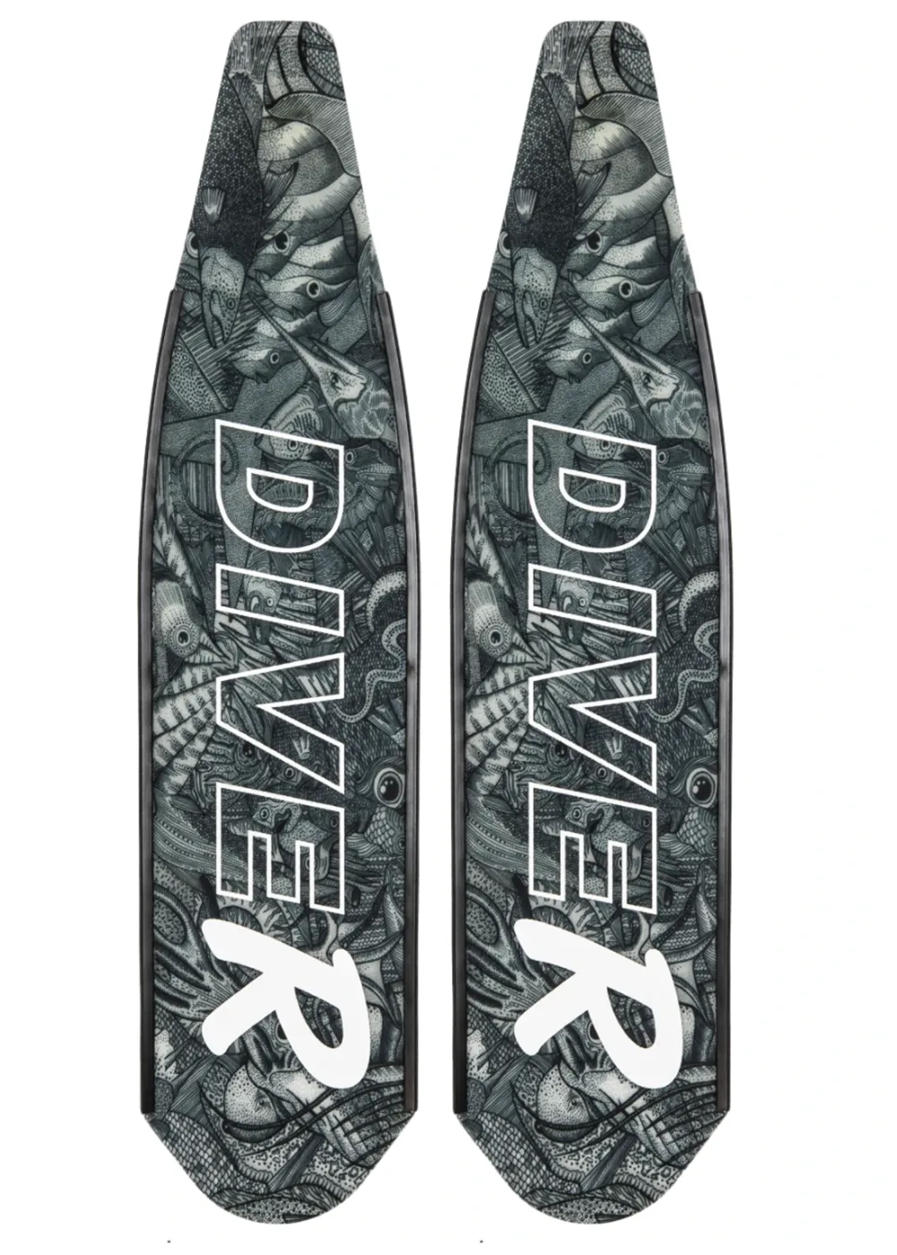 DiveR Carbon Blades - Monochrome Reef Life
