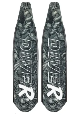 DiveR Carbon Blades - Monochrome Reef Life