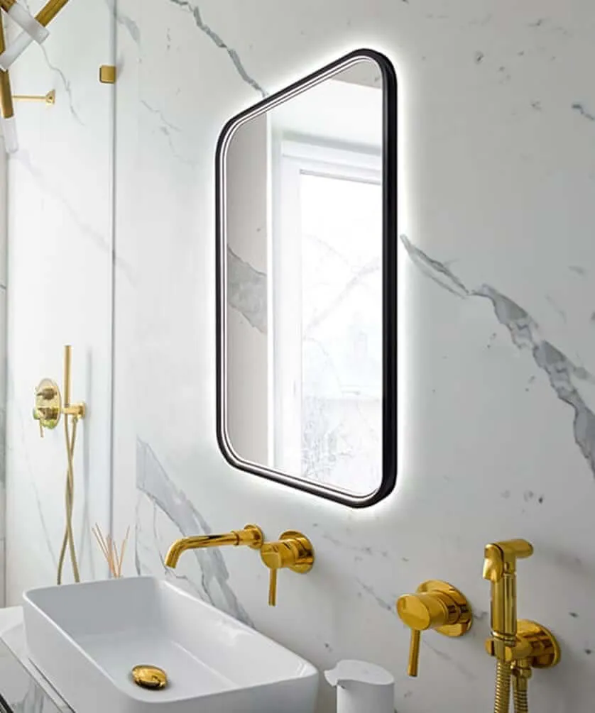 Electric Mirror Eminence LED Bathroom Mirror with Task Lighting and Wall Glow