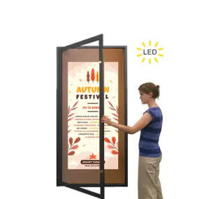 Extra Large 48 x 96 Indoor Enclosed Bulletin Board SwingCases   LED Lighting | Single Door Display Case with XL Viewable Window
