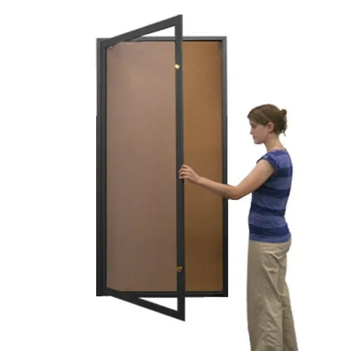 Extra Large 48 x 96 Indoor Enclosed Bulletin Board SwingCases   LED Lighting | Single Door Display Case with XL Viewable Window