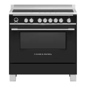 Fisher   Paykel OR90SCI6B1 140 Litre Freestanding Range Cooker, Induction, 5 Zones with SmartZone, Self-Cleaning, 89.7cm Wide - Black
