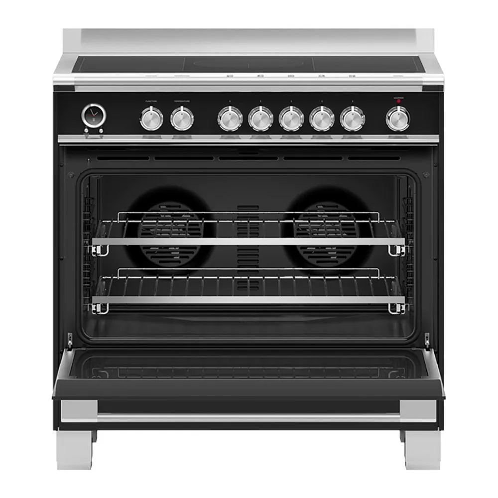 Fisher   Paykel OR90SCI6B1 140 Litre Freestanding Range Cooker, Induction, 5 Zones with SmartZone, Self-Cleaning, 89.7cm Wide - Black