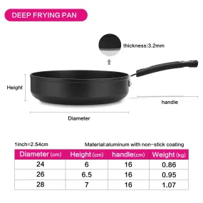 Fissman Deep Frying Pan Reina Sereies Aluminum And Non-Stick Coating  With Induction Bottom Black 7 x 28cm