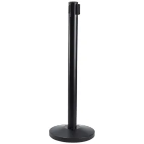 Genware Barrier Post Black - Retractable Black Belt (Pack of 2)
