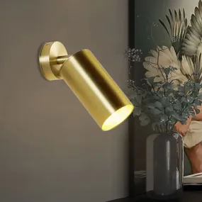 Golden 1-Head Contemporary Wall Sconce with Metallic Cylindrical Surface Mount