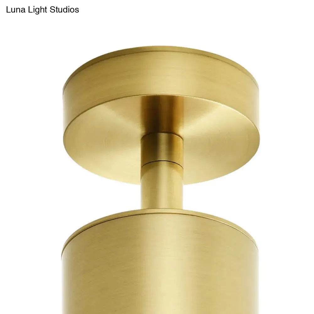 Golden 1-Head Contemporary Wall Sconce with Metallic Cylindrical Surface Mount