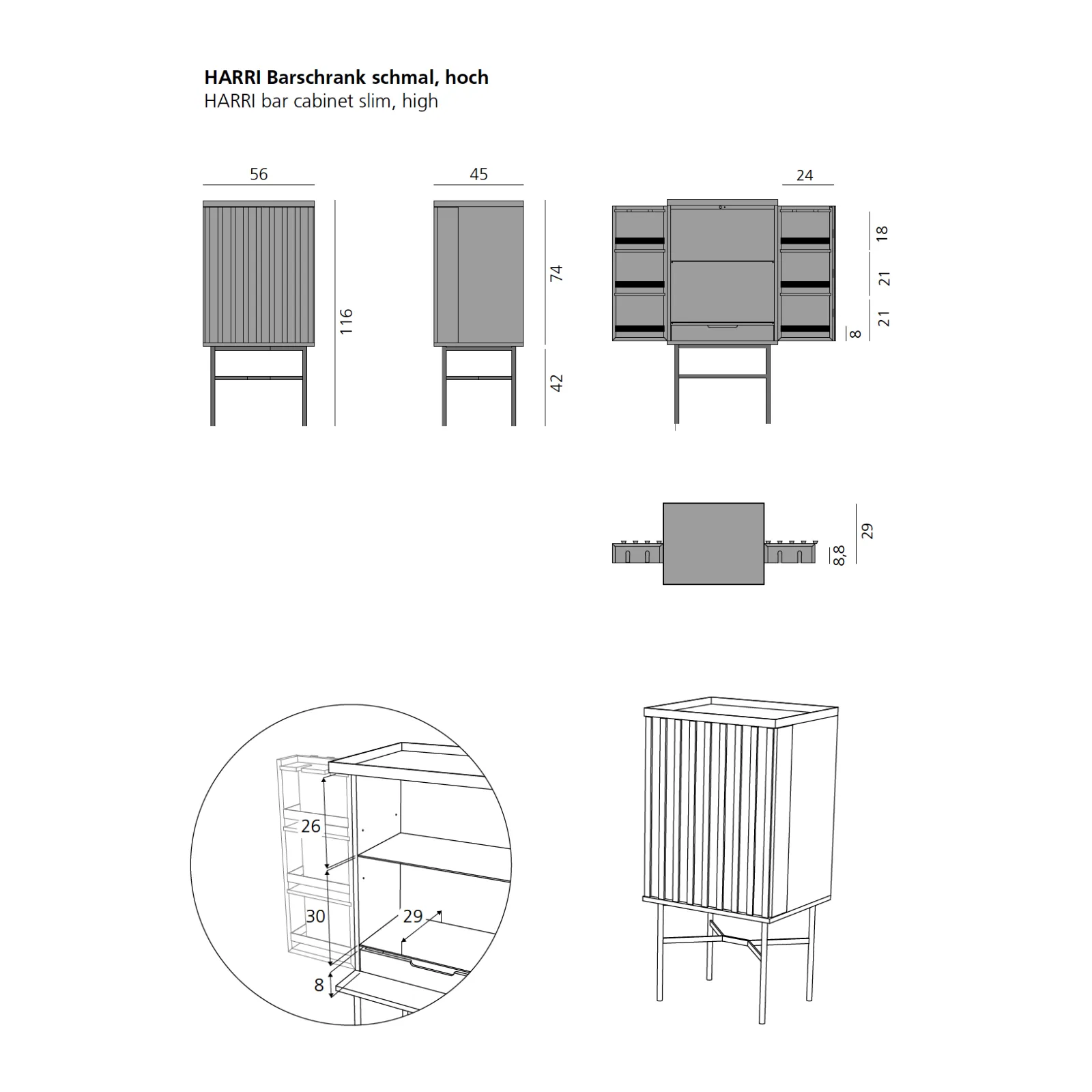 Harri Slim High | Bar Cabinet
