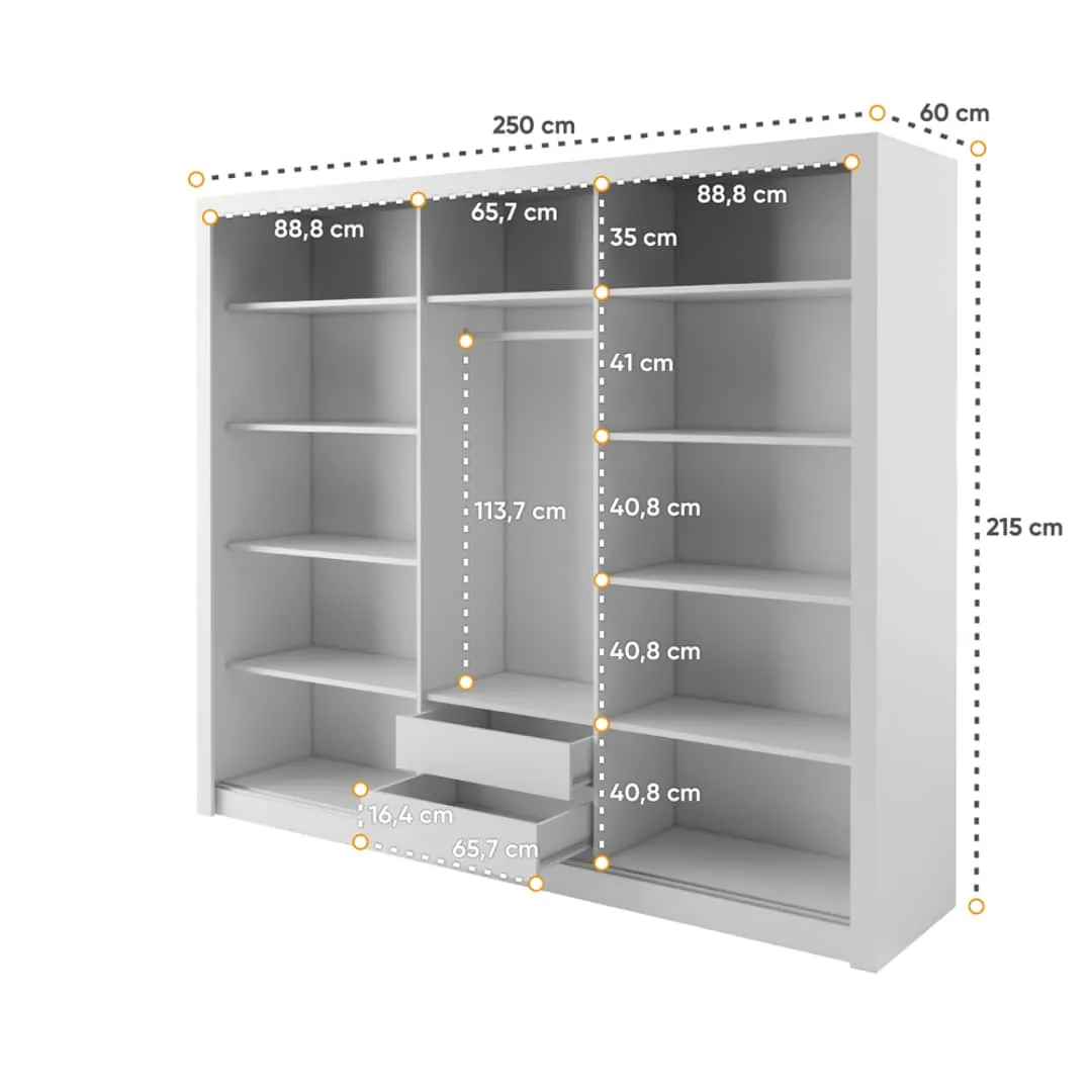 Havana 11 - 3 Sliding Door Wardrobe 250cm