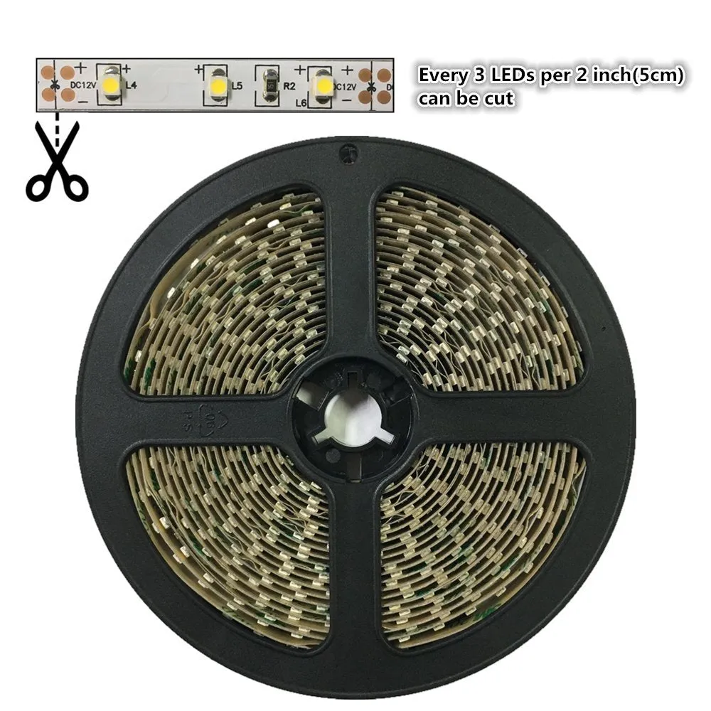 High CRI 90 Strip Light LED, Flexible 12V LED Strips, SMD3528-300 60 LEDs 300LM Per Meter, 8mm Wide Tape
