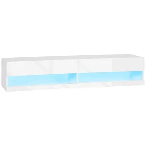 HOMCOM High Gloss TV Stand Unit Wall Mounted with Storage and LED Lights, White, Department_Furniture, Category_Living Room, cat:furlivtvc, type_