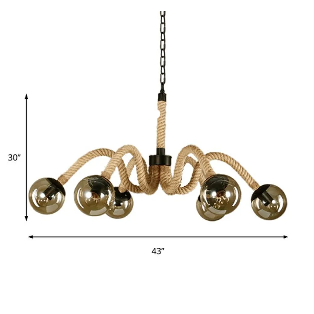 Home Decoration Fluorescent Bulb Brass Rope Pendant Light Q24-10-14